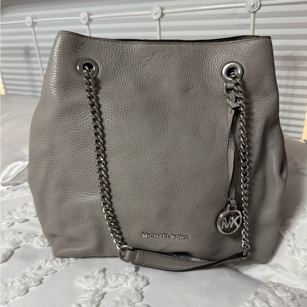 Michael Kors Taupe Leather Chain Shoulder Bag
